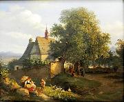 Adrian Ludwig Richter St. Anna s church in Krupka Germany oil painting artist